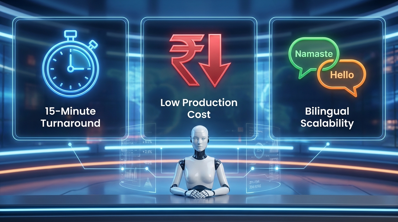 Illustration of AI script-to-video workflow for newsrooms