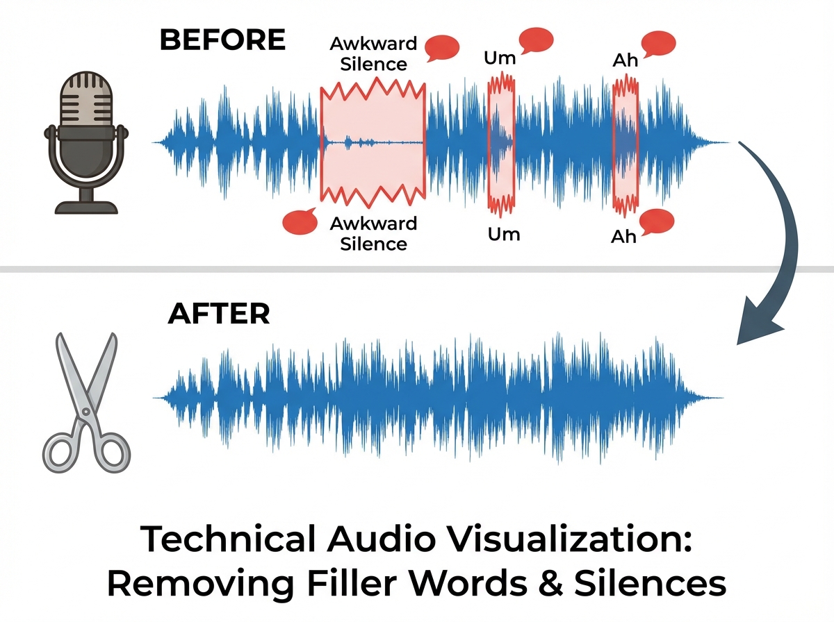 Chart showing feature deep-dive of silence removal and filler word tools