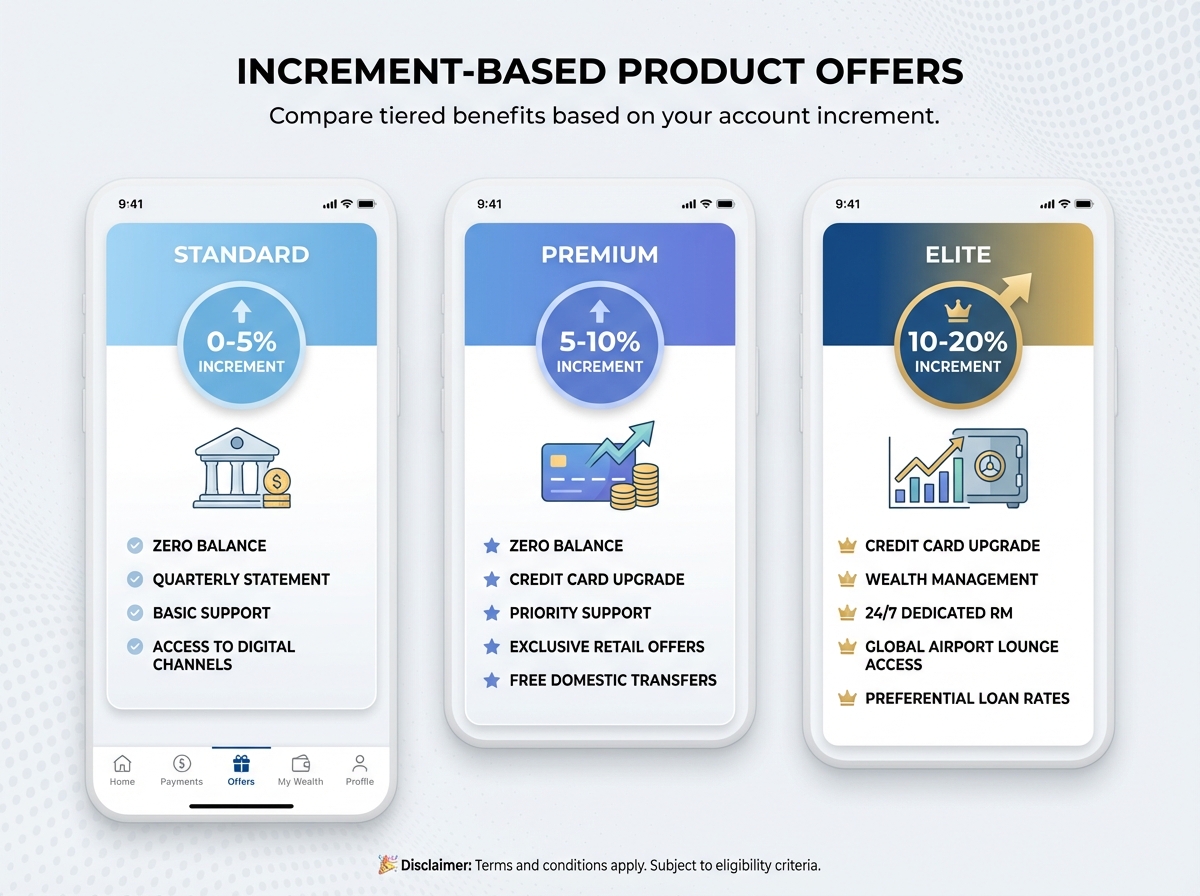 Interactive benefits calculator visualization for salary account switching