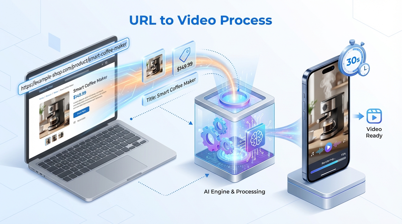 Dashboard view of an enterprise URL to video AI generator creating product videos