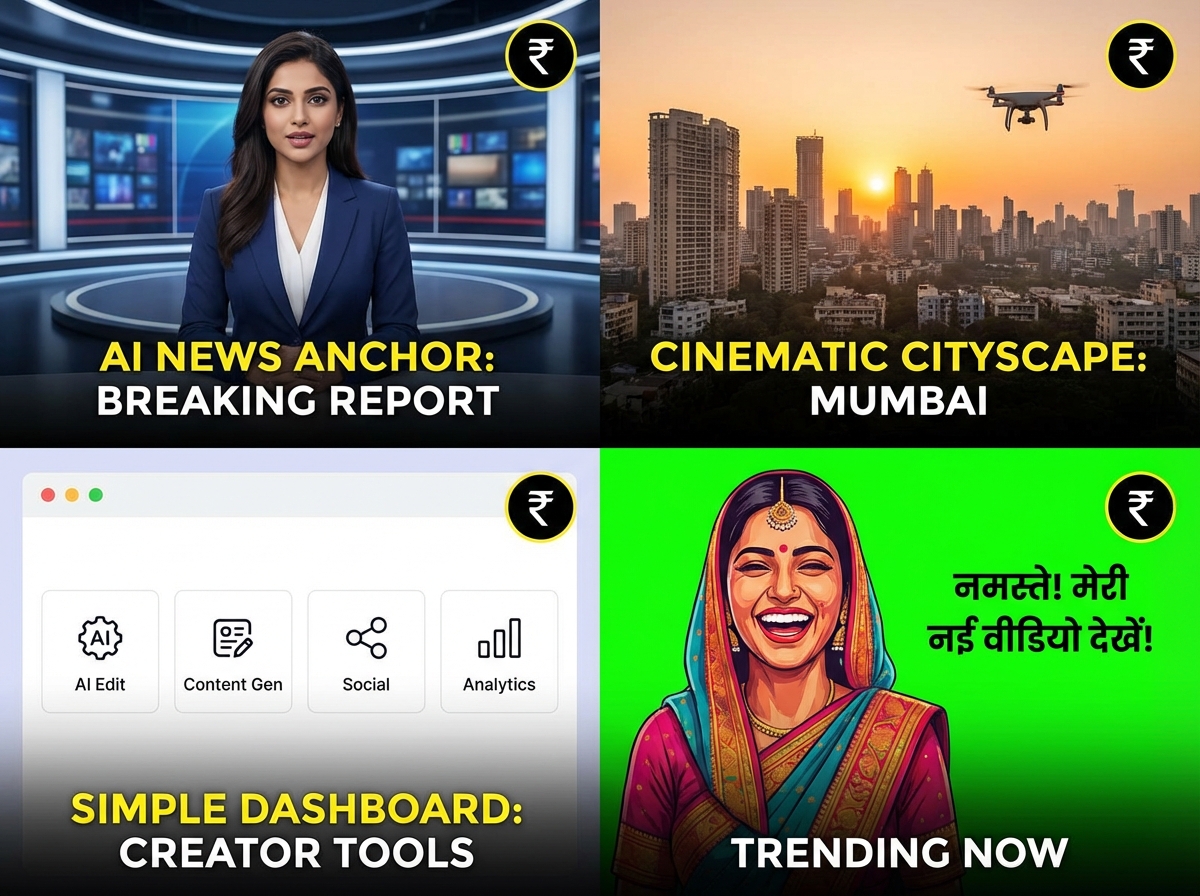 India-specific AI video tools and billing tips infographic 2026