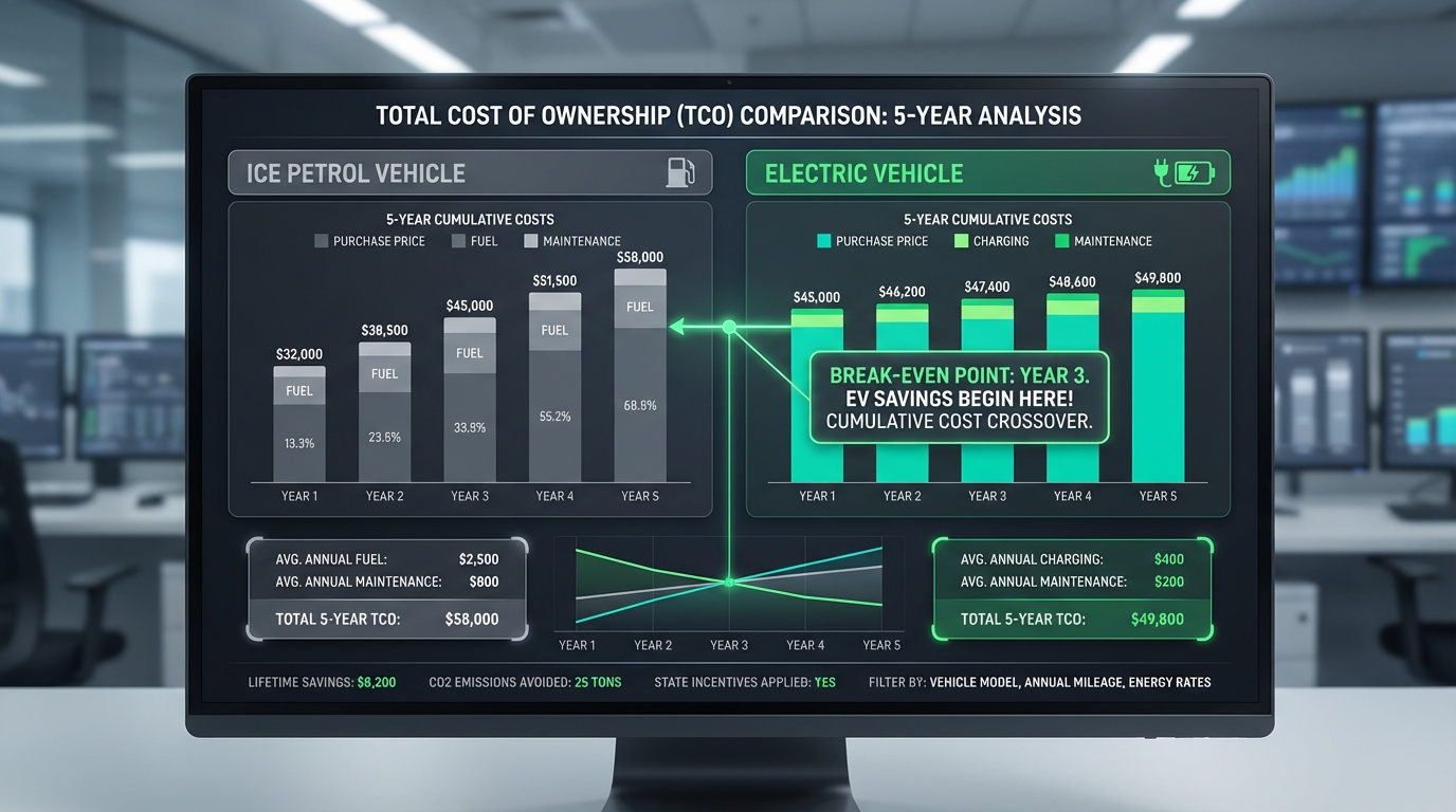 EV TCO and incentives calculator example for India states