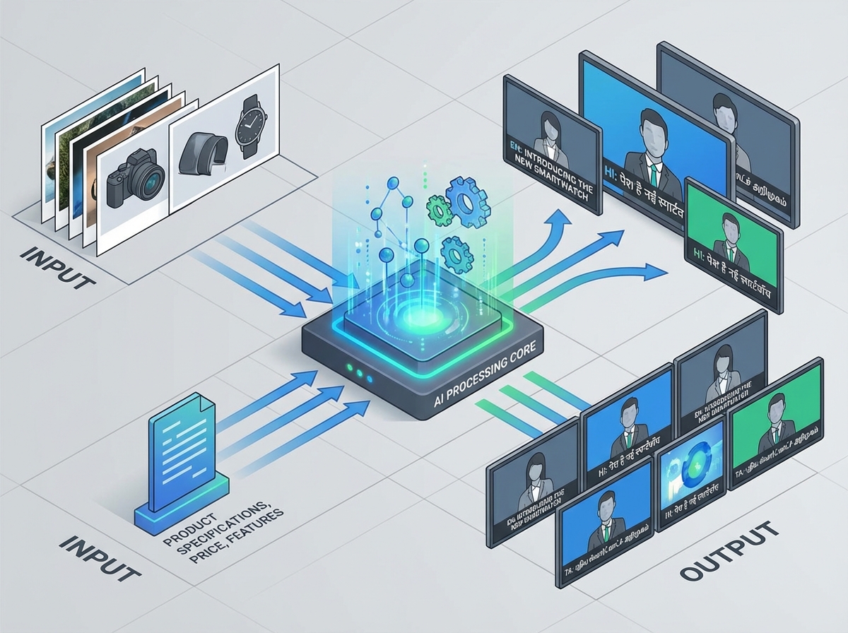 Bulk video generation dashboard for marketplace sellers