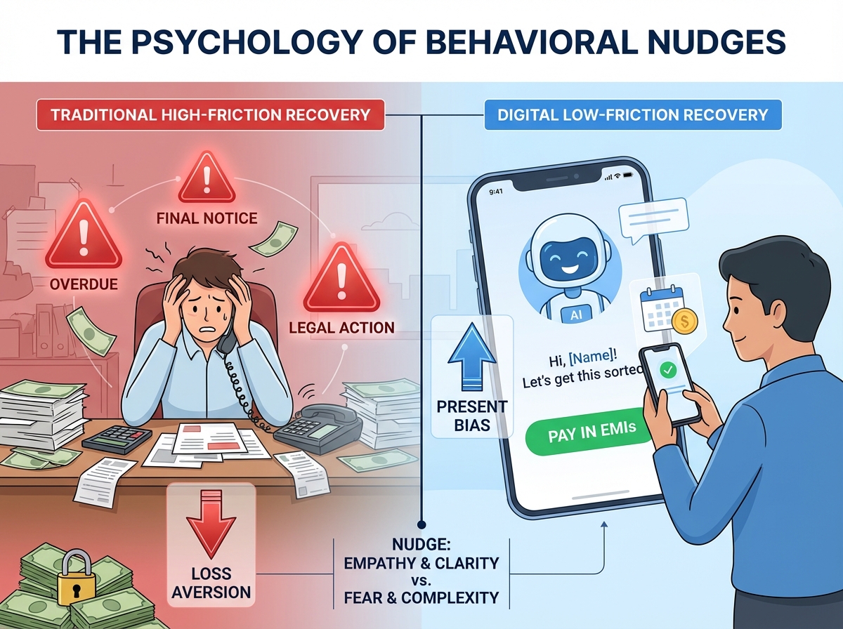 Behavioral nudge payment automation explainer video UI