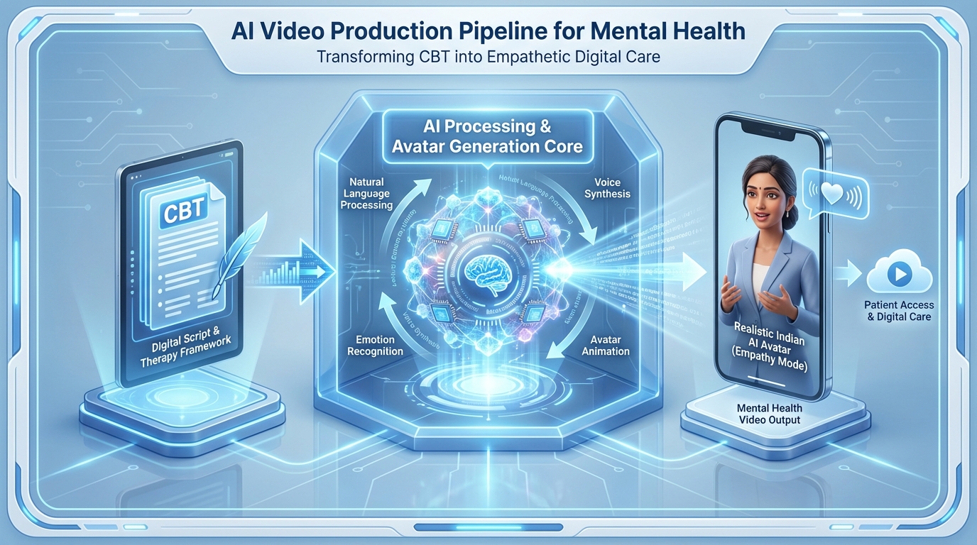 AI mental health video content automation illustration