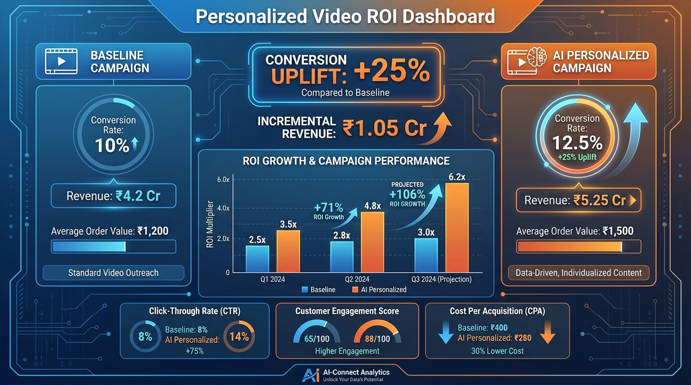 Illustration of personalized video ROI calculator and metrics dashboard