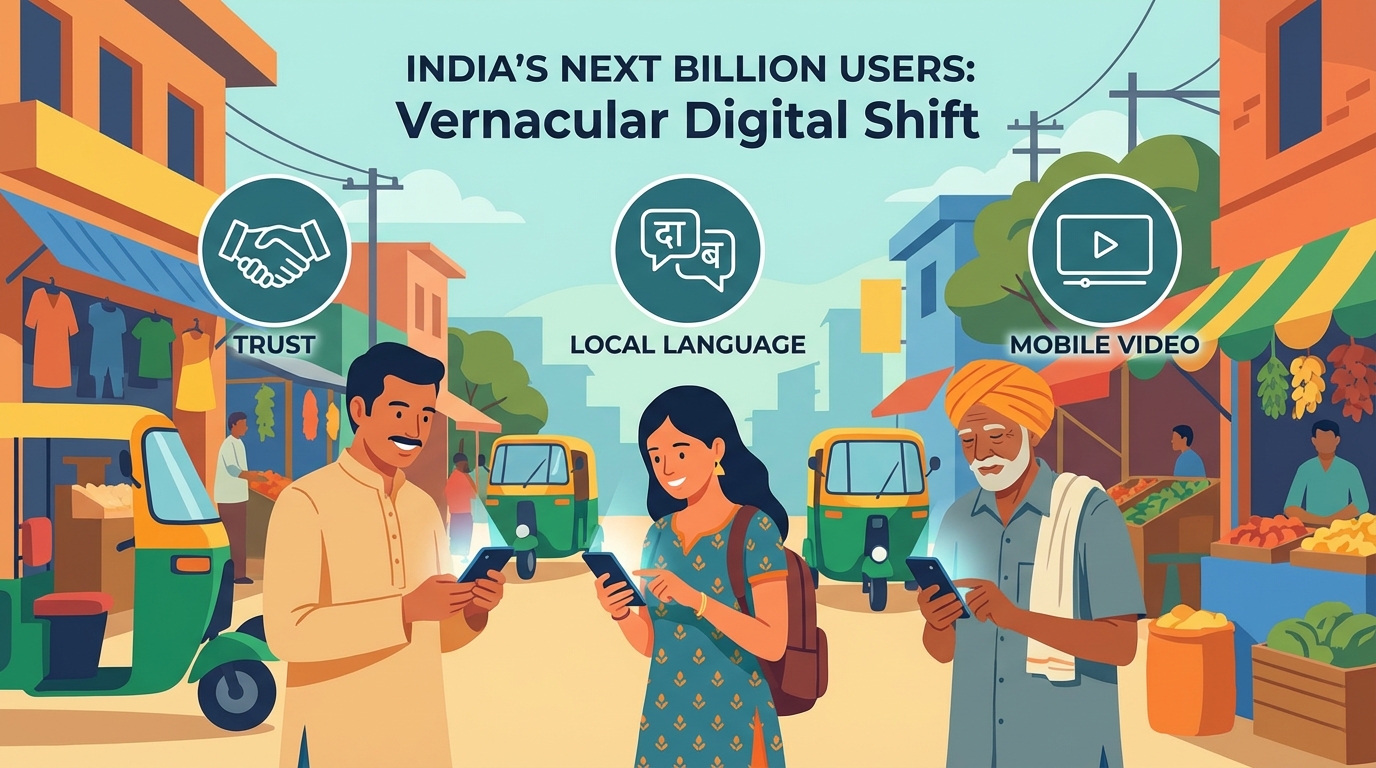 Illustration of Hinglish AI video strategy and Bharat market growth