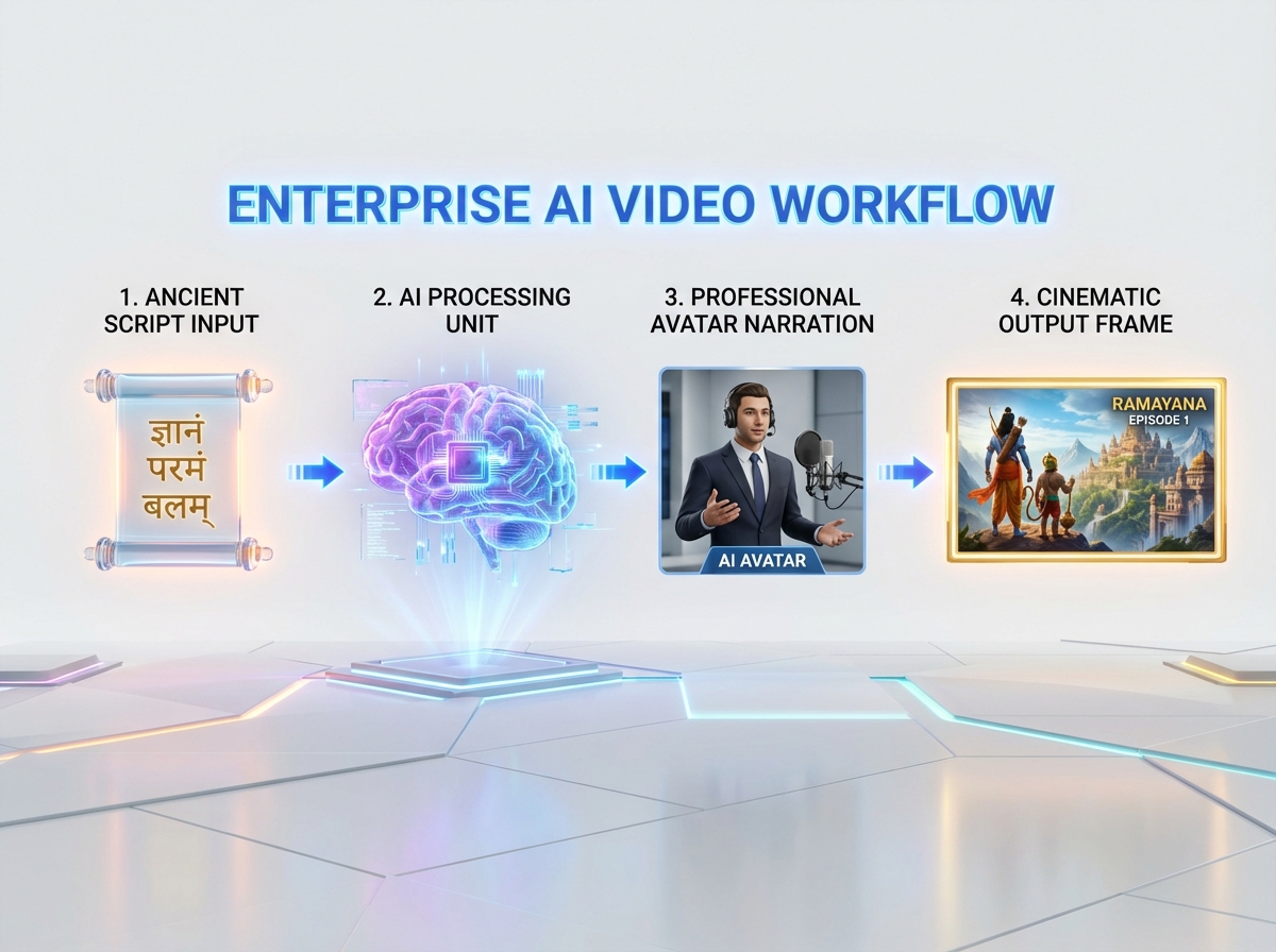 AI mythology video workflow illustration