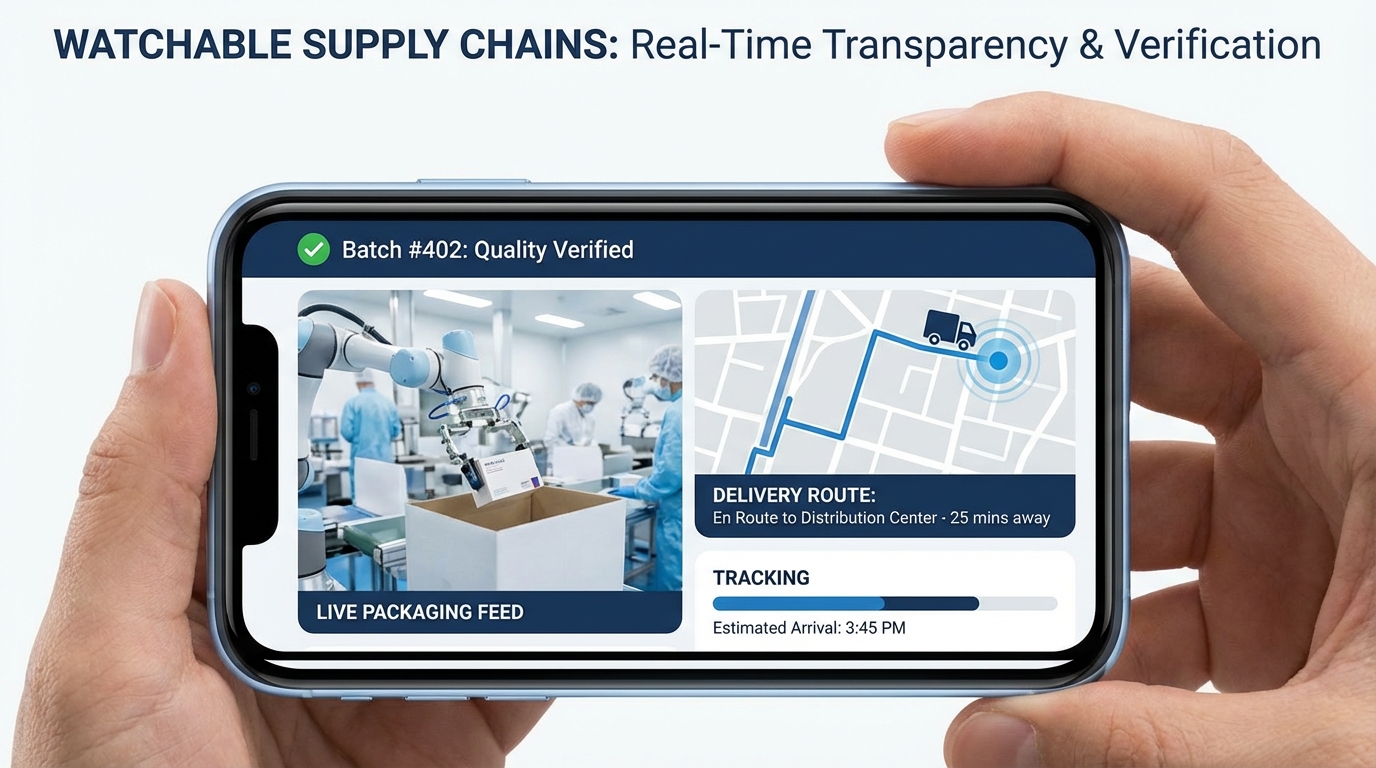 Example dashboard for real-time supply chain visibility video overlay