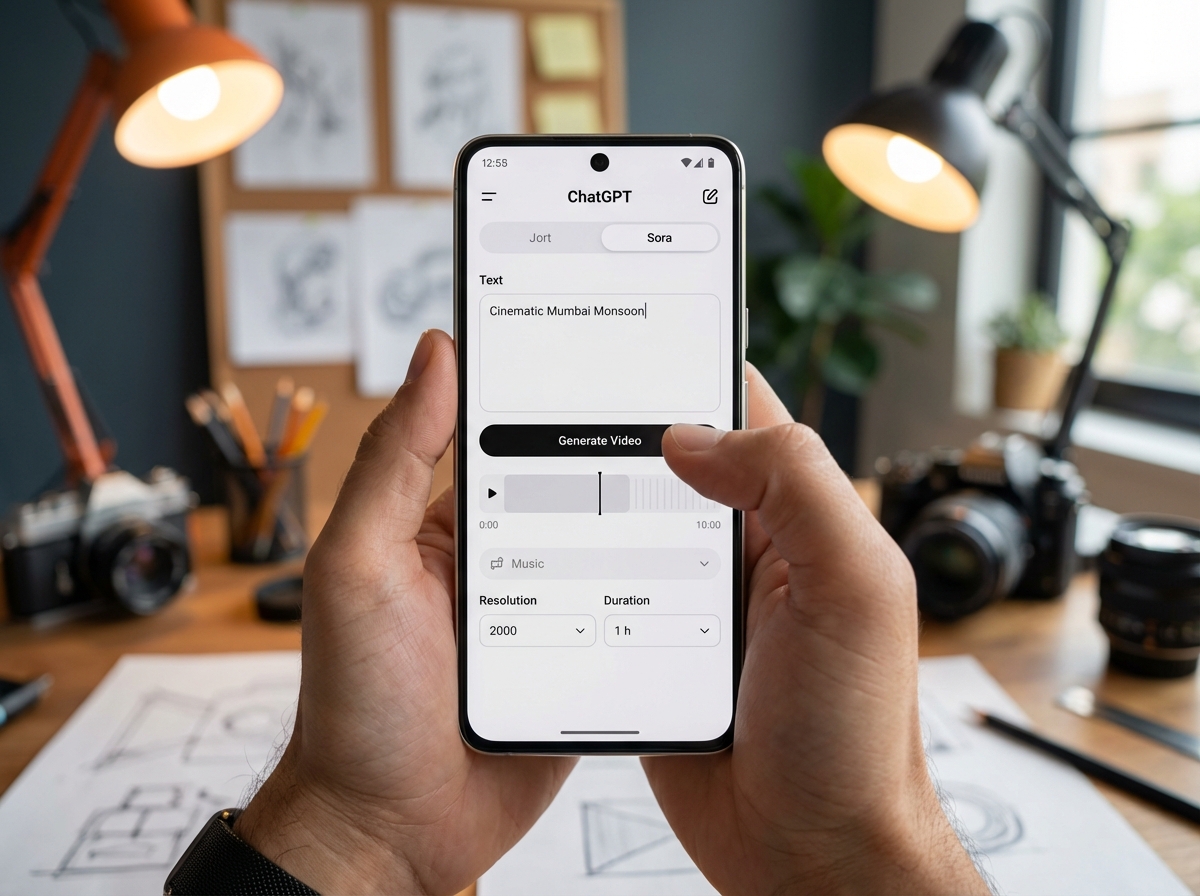 OpenAI Sora mobile interface on an Android phone in India